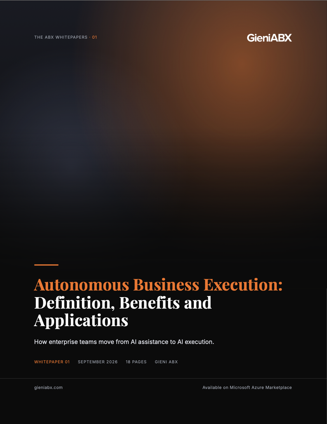 Cover of the whitepaper “Autonomous Business Execution: Definition, Benefits and Applications”